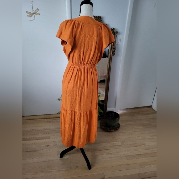 Anthropologoe Elegant Orange Midi Dress - Picture 6 of 9